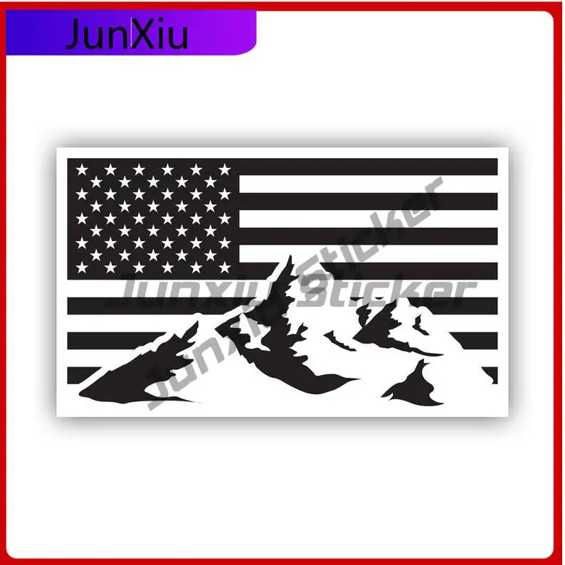 

American Flag Mountain Sticker Uv Protected America Flag Usa Mountain Scene Explore Overland Car Sticker Vinyl Decal Waterproof