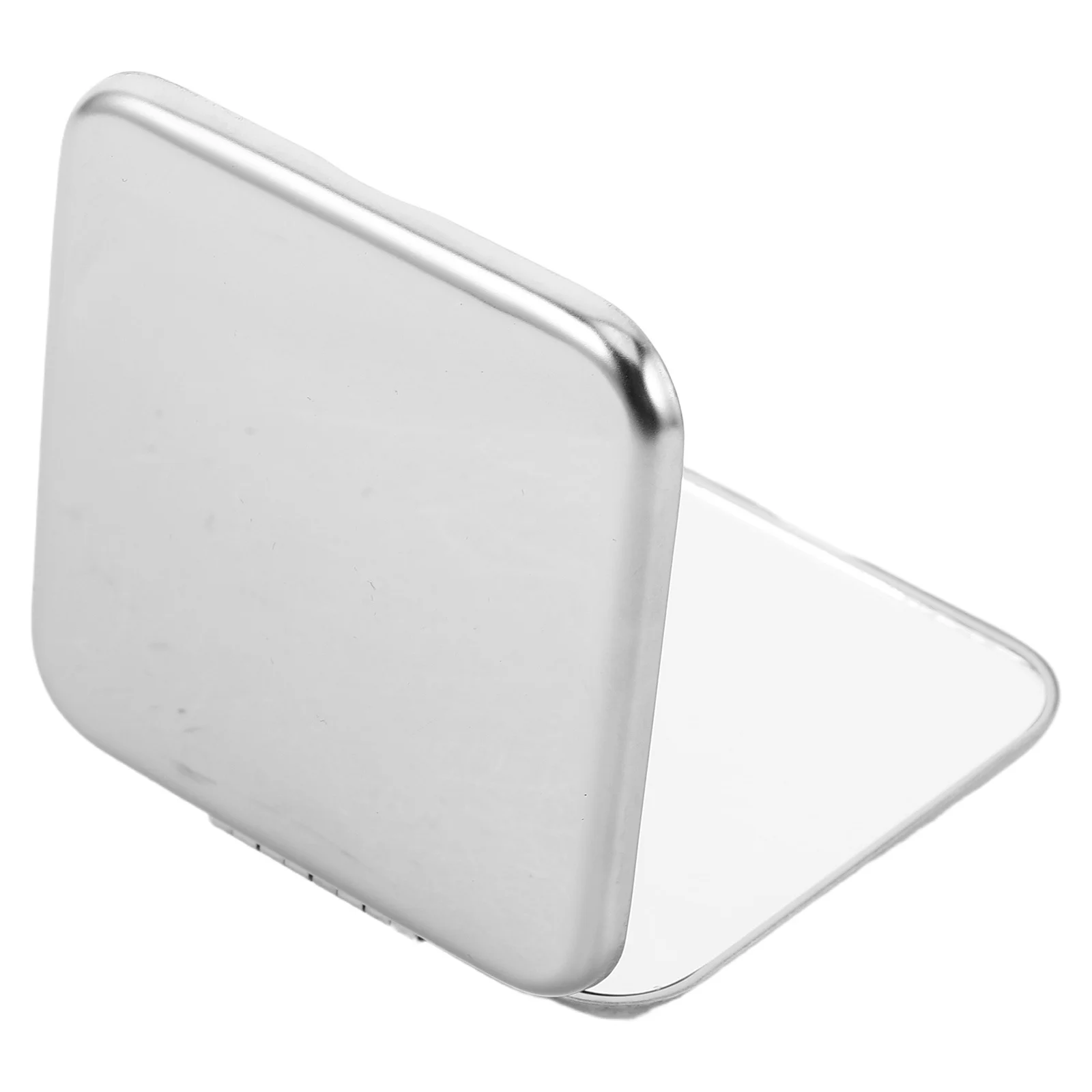 Espejo compacto de acero inoxidable de doble cara, espejo portátil plegable para maquillaje de viaje, bolso de mano con lupa