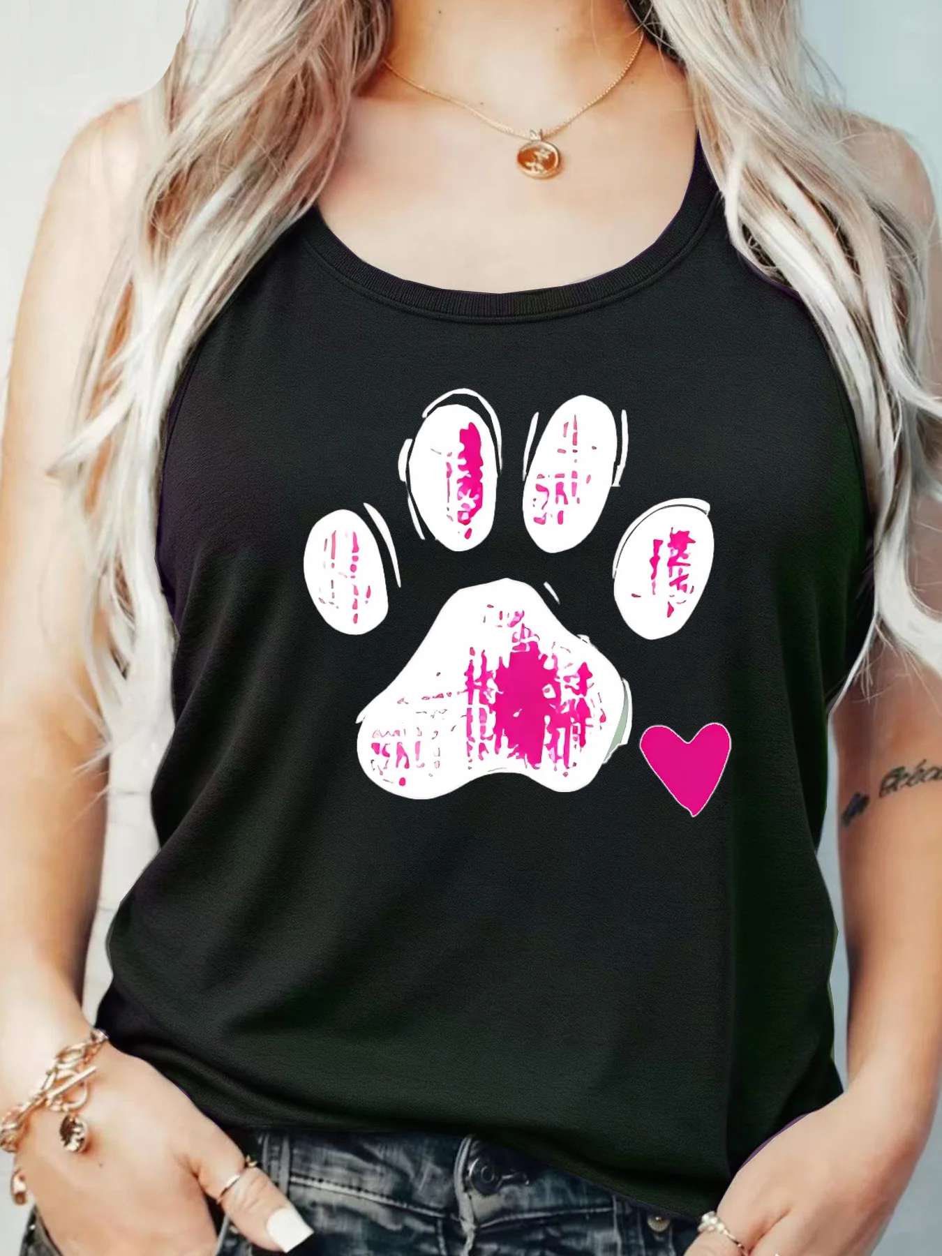 

Loose Fit Printed Pocket T-Shirt for Women with Ribbed Collar round Neck 1-8XL plus Size Comfortable Casual Vest