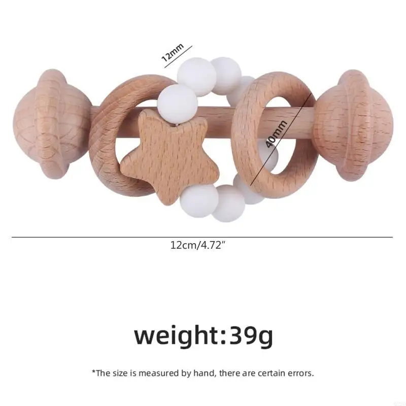 Q22d طفل خشبي حشرجة الموت هز لعبة سيليكون حبات teether حلقة استيعاب ألعاب التسنين للأطفال الصغار الصغار الفتيان