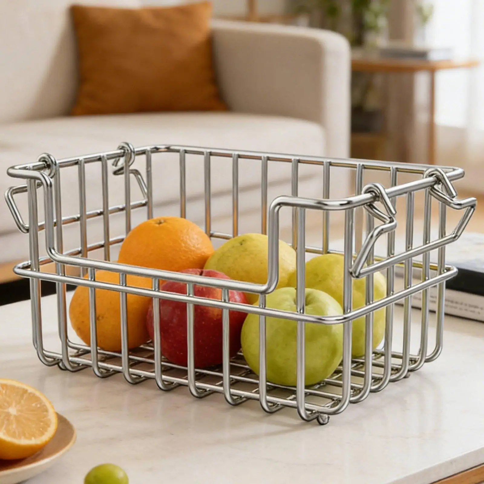 Heavy Duty Stainless Steel Wire Basket Open Front Storage Organizer for Kitchen Pantry Bathroom and Garage Use