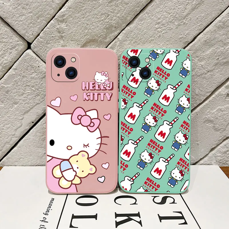 Grappige Sanrio Hello Kitty Case Voor Samsung Galaxy S24 S23 S22 S21 S20 S10 Note 20 Lite Ultra Plus Fe 4G 5G Hoes Met Handriem