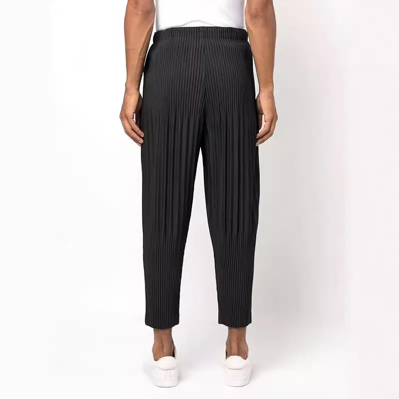 ISSEY 2026 New Arrival Japanese Miyake Style Pleated Pants Loose Casual Harem Pants Cropped Harem Pants for Men and Women