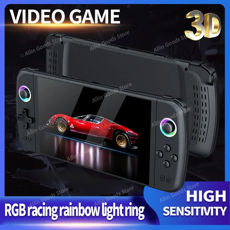 M27 Portable Pocket Retro Handheld Video Game Console 7.0 Inch Big Screen 1024*600 Display Support LINUX Emelec 64G/128G