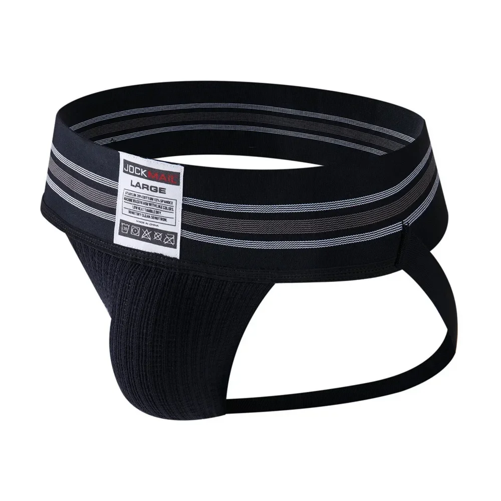 

JOCKMAIL Mens Sexy Jockstrap Thongs Sissy G Strings Wide Belt Breathable Elastic Big Bag Sports Mens Briefs Gay Underwear Cueca