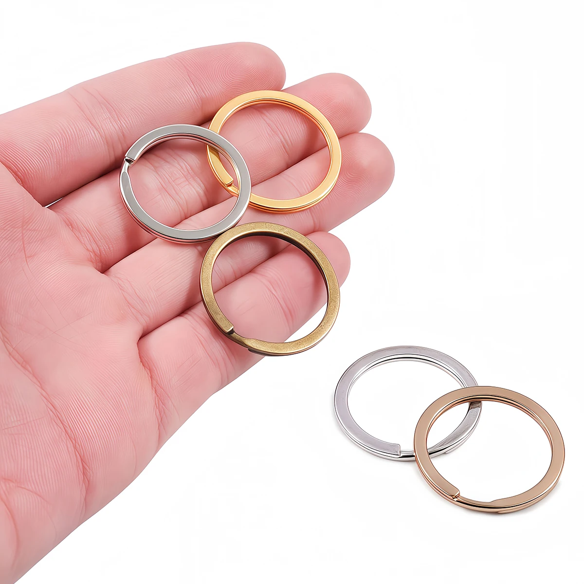 5/10pcs Metal Alloy Key Rings 30mm Round Key Chains Flat Line Split Rings Keyring for Jewelry Making Keychain Findings Accessory