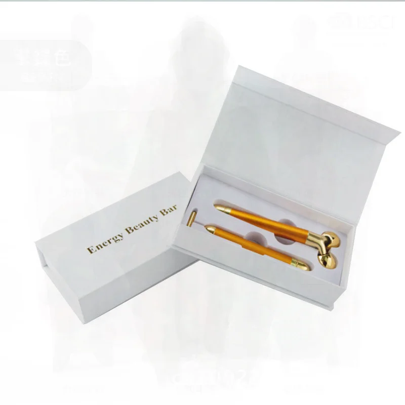 الذهب عصا T-نوع رفع الوجه الاهتزاز تدليك الجمال الكهربائية 2 في 1 3D الأسطوانة ثبات تبييض جهاز العناية بالبشرة -