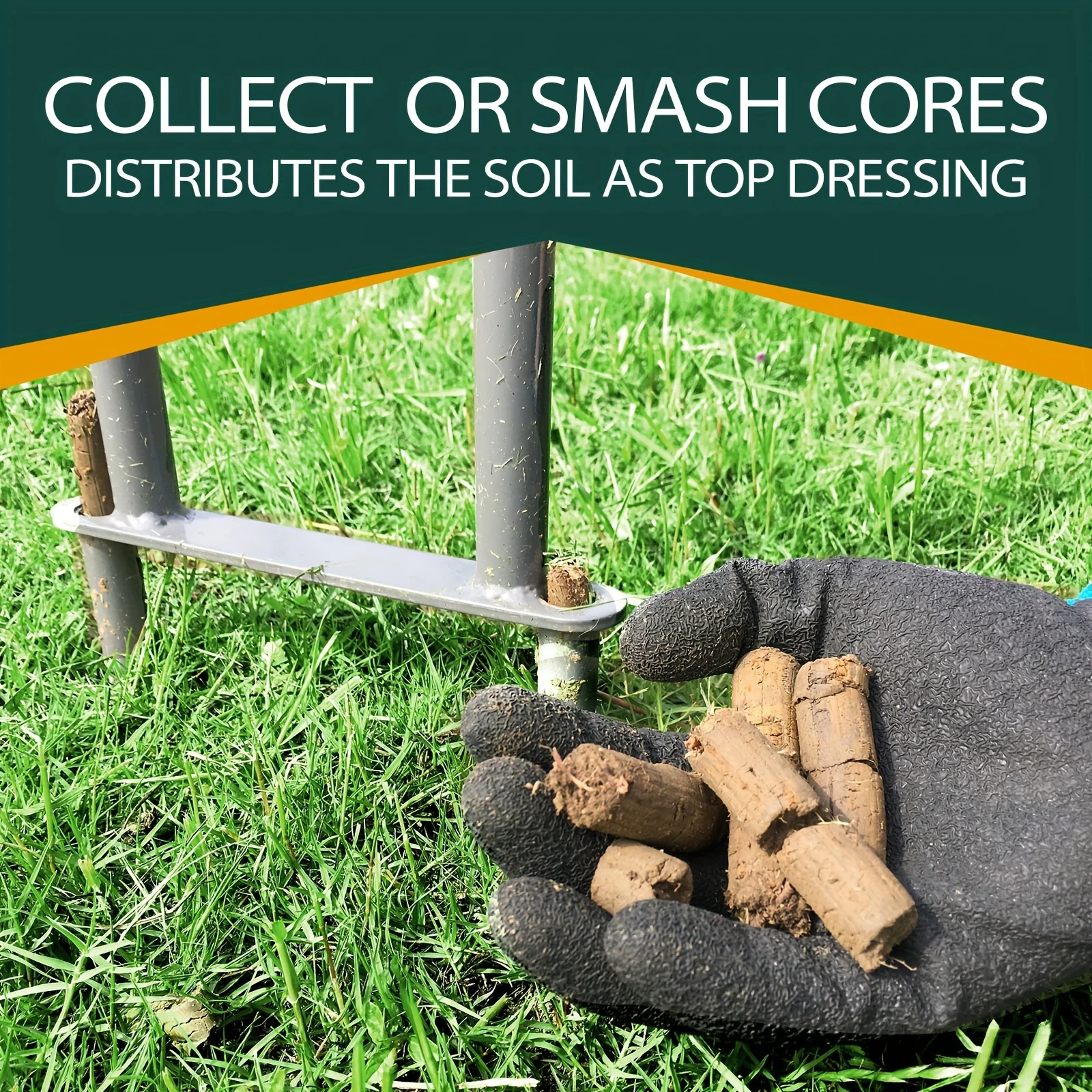 Heavy-Duty Manual Lawn Coring Aerator Garden Hand Tool for Dethatching Grass Compacted Soils Preventing Lawn Run-Off Soil