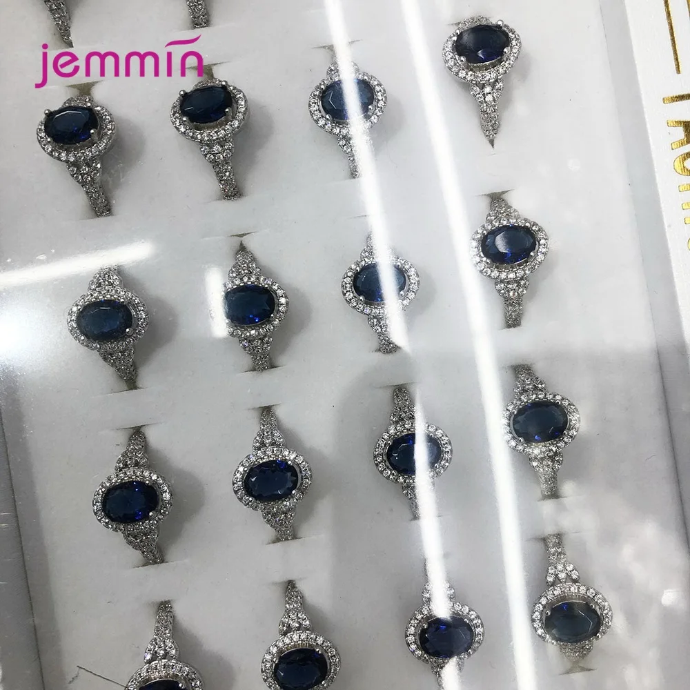 24PCS Mixed Design Wholesale Wedding Rings Women Men CZ Cubic Zirconia Luxury Jewelry Random Color Size