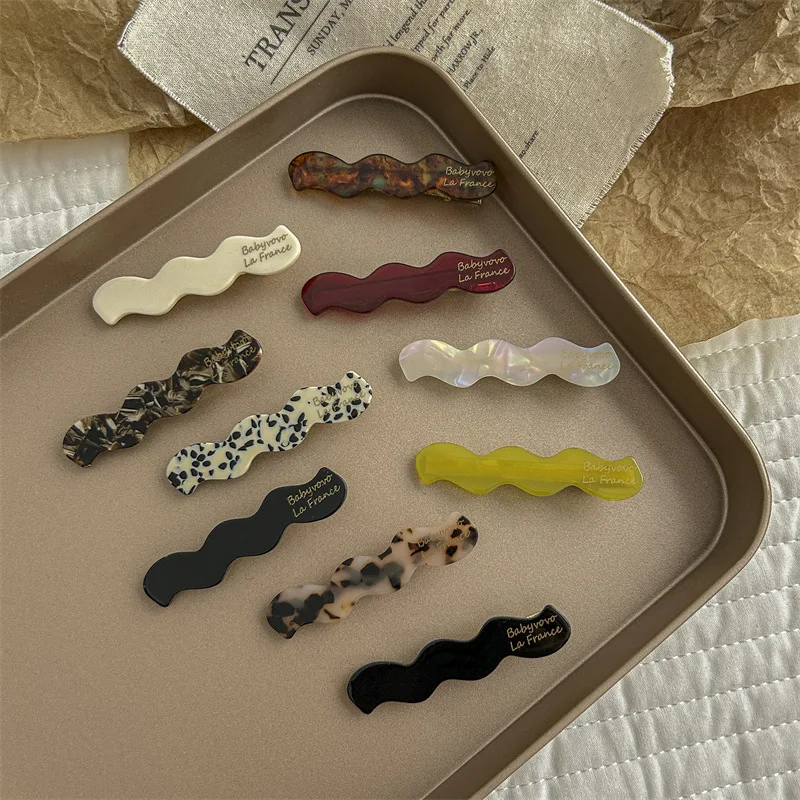 2 Retro Simple Geometric Acetic Acid Female Side Broken Hair Bangs Clip 2023 New Duckbill Clip Headwear