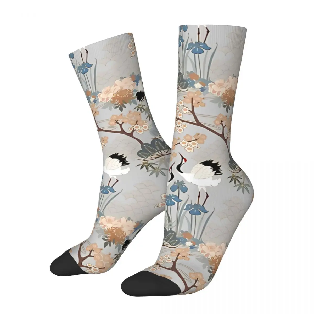 Happy Men's Socks Japanese Garden Retro Harajuku Street Style Casual Pattern Crew Crazy Sock Gift Printed