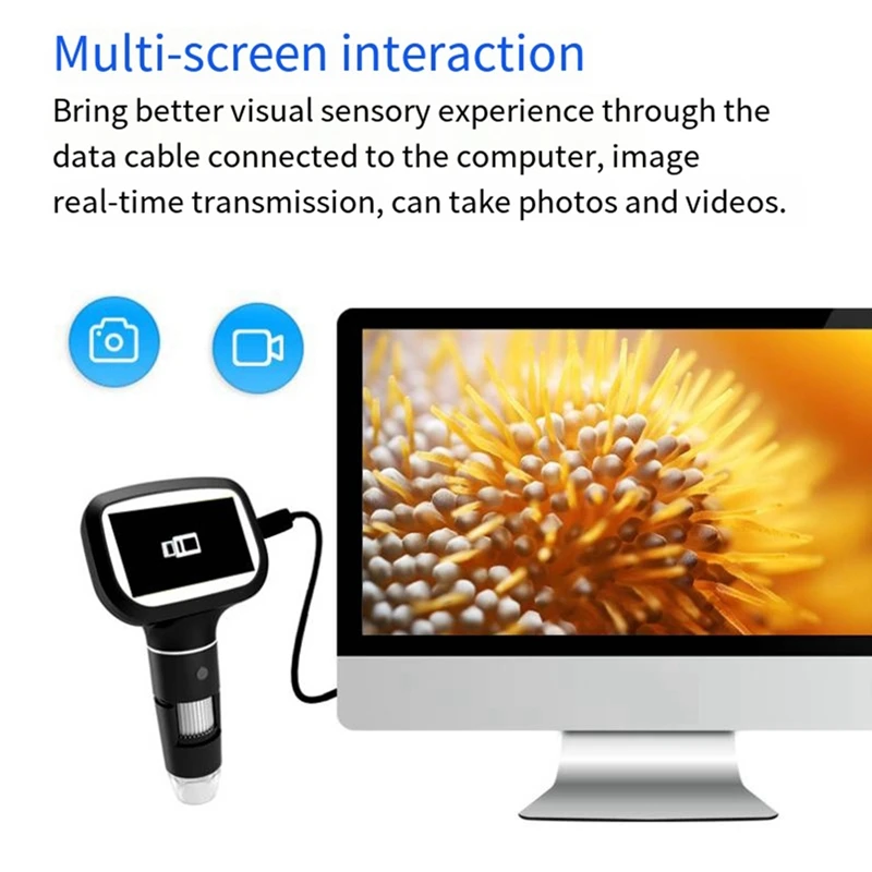 

Upgrade 2.4 Inch Digital Microscope 1600X Magnification Coin Microscope with 8 LEDs Soldering Microscope for Repair