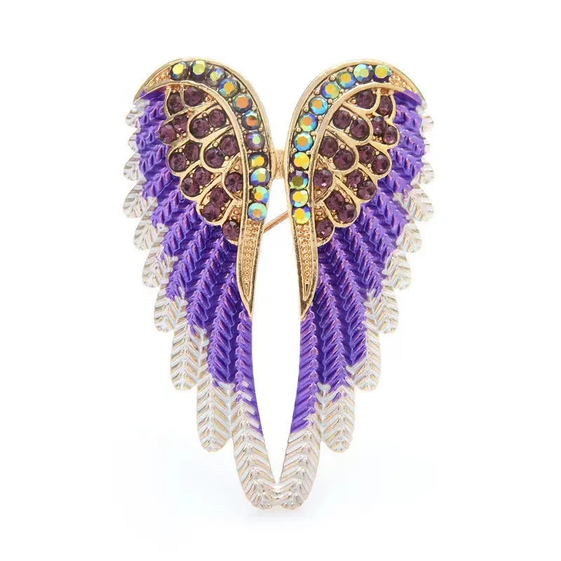 

Korean Style Angel Wing Enamel Brooch Pin for Women Shiny Rhinestone Wedding Engagement Party Jewelry Gift for Her