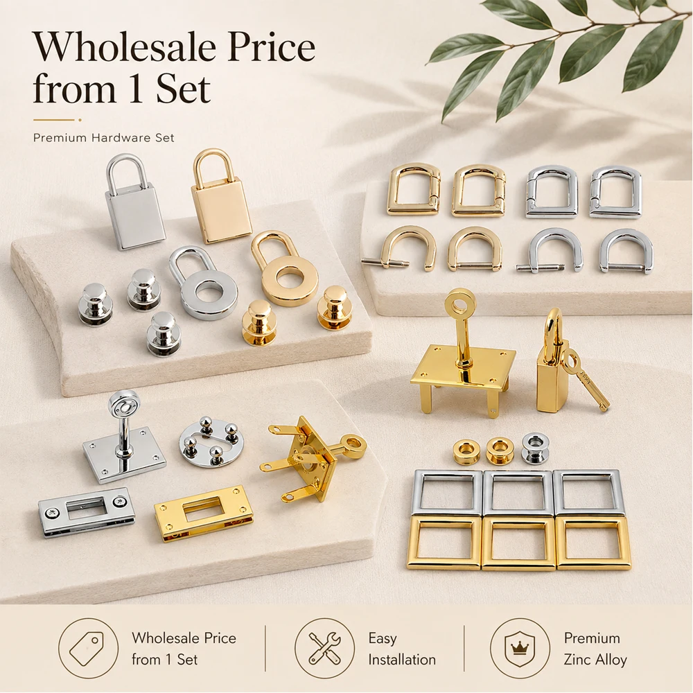 New Rectangle Eyelets Hanger Metal Lock for Bag Hardware Wholesale Fashion a Set of Locks Fitting Woman Handbag Bag Accessories
