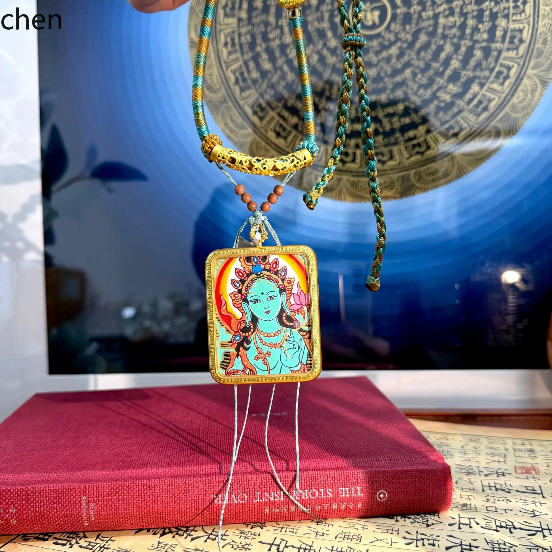 H1 Hotong Tibetan Hand-Painted Thangka Green Tara 4×5 [Cardboard Core]