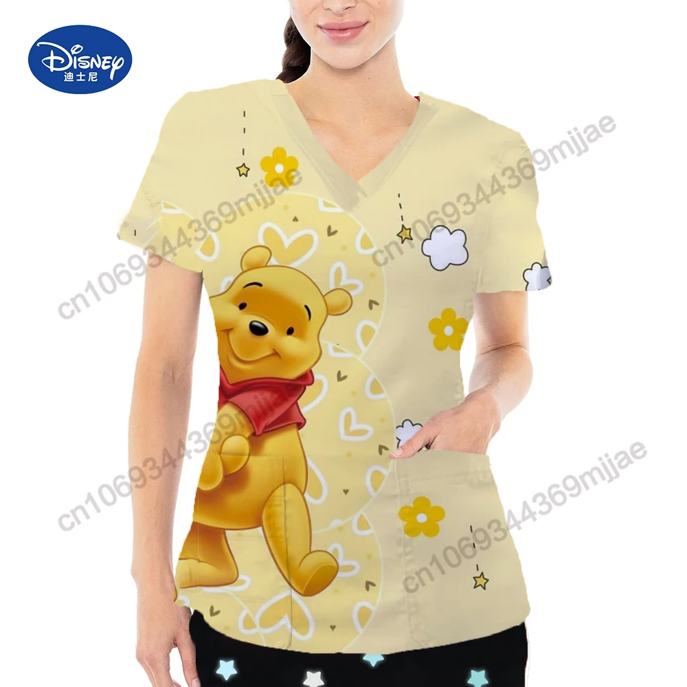 Disney Pocket V-Neck Comfort Graphic T Shirts Womens Tops and Blouses Women Summer 2023 Women's T-shirt Kawaii Clothes Top Y2k