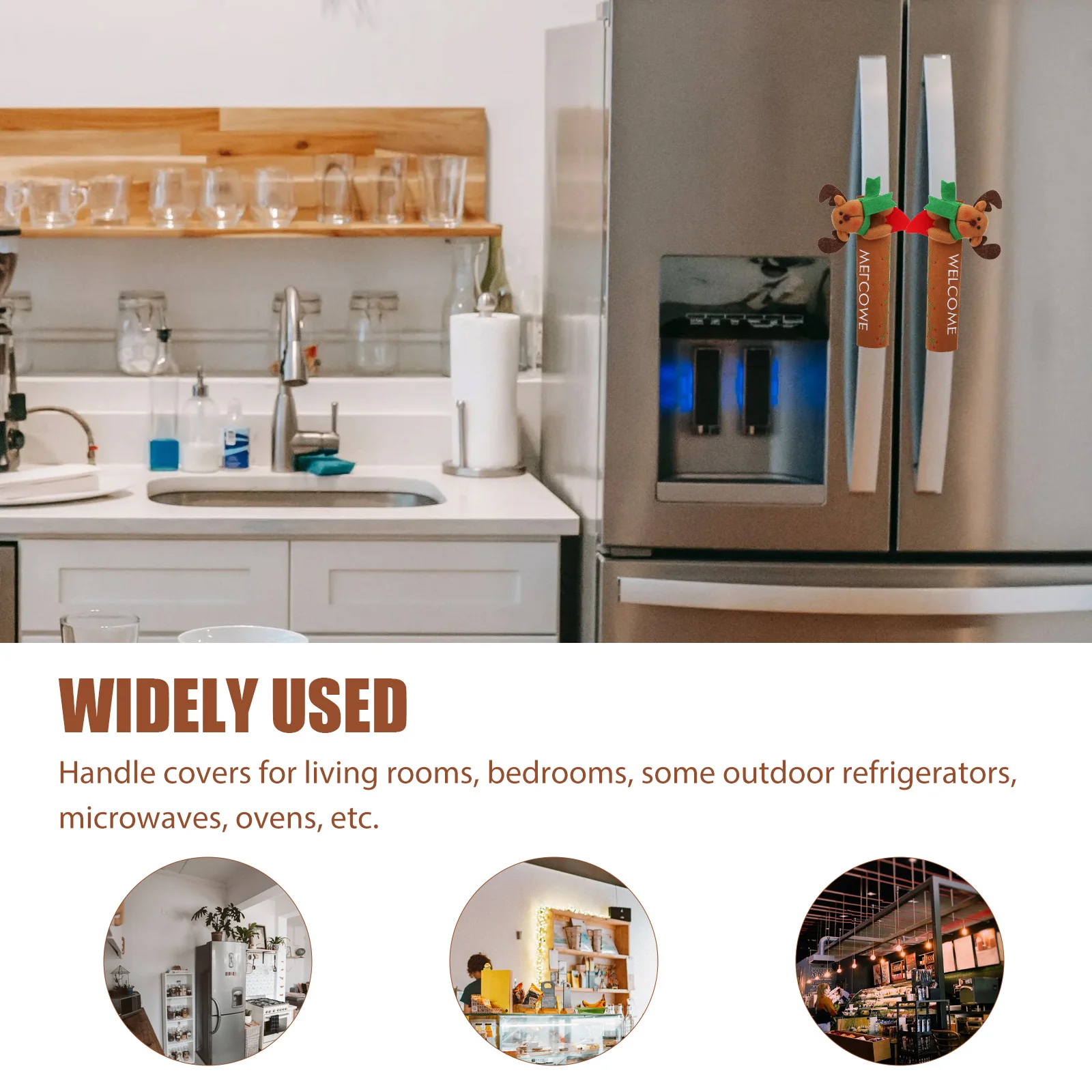 

2Pcs Fridge Handle Gloves Soft Texture Xmas Themed Decor for Kitchen Appliances Easy Clean Festive Home Decoration Supplies