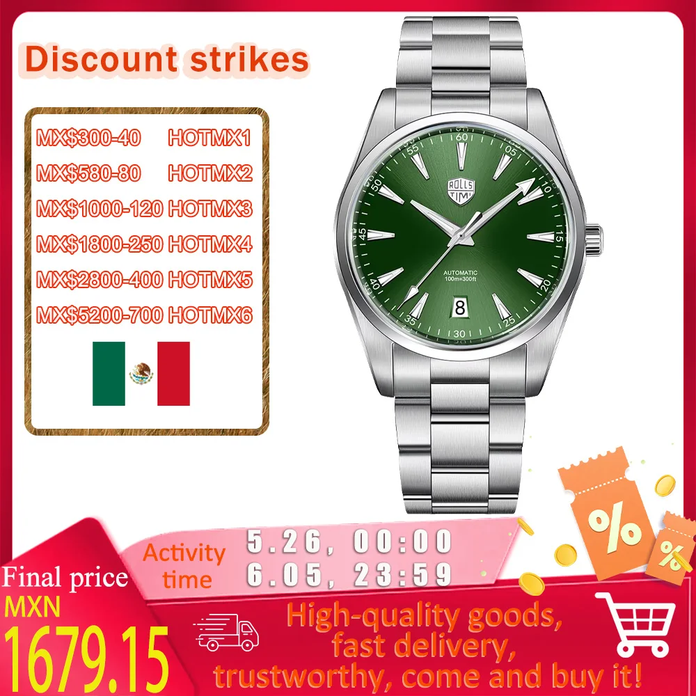 

2025 design men's business mechanical watch top sapphire TMI NH35 men's automatic watches stainless steel 100 meters waterproof