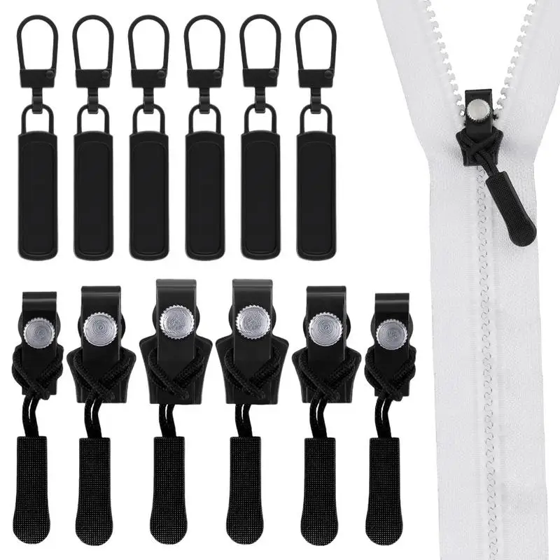 Zestaw akcesoriów do naprawy metalowych zamków błyskawicznych Zestaw 12 ściągaczy do zamków błyskawicznych Metalowe narzędzie do szybkiej naprawy 3 różne rozmiary Wymiana ściągacza zamka błyskawicznego