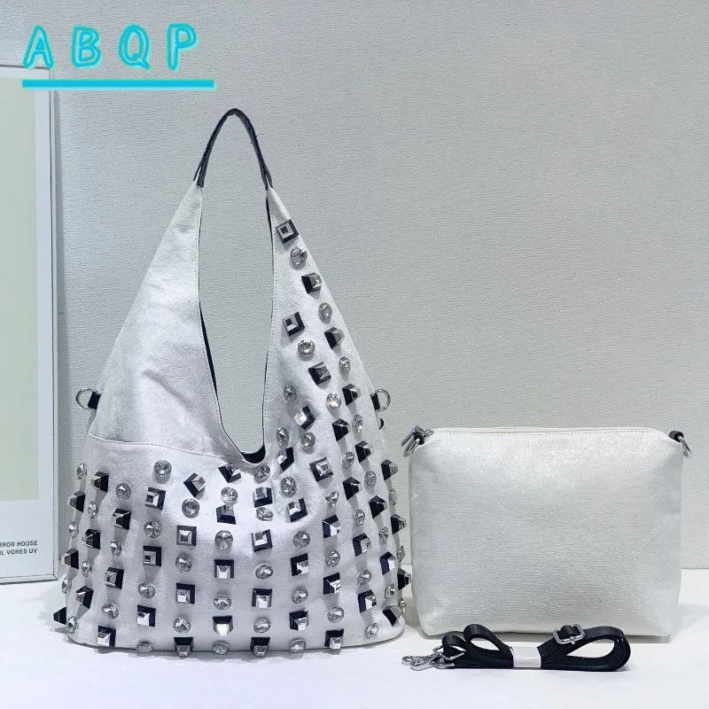 New Women's Diamond Handbag Luxury Brand Fashion Diamond Women's Shoulder Bag Large Capacity Shiny 2-piece Set Women's Bag