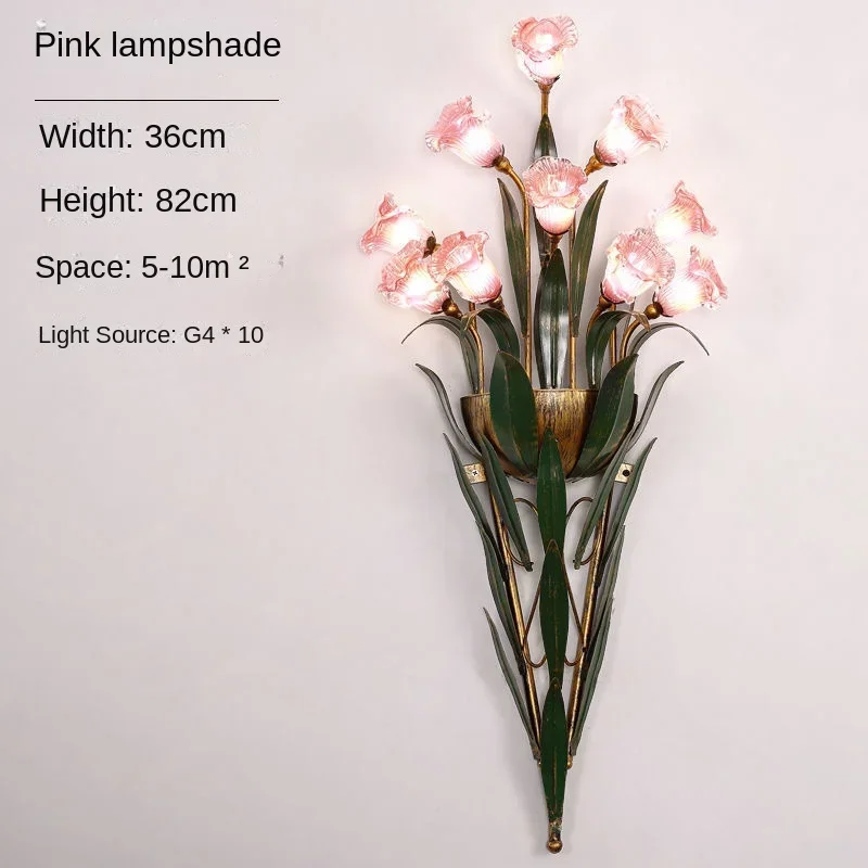 SANDYHA Vintage Amerikaanse Bloem Wandlamp Woonkamer Achtergrond Led Nachtlampje Slaapkamer Nachtkastje Home Decor Luces Para Cuarto
