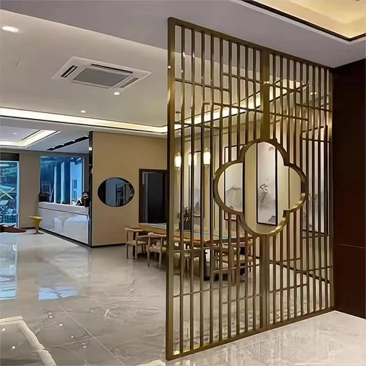 AIROW Rose Gold Stainless Steel Screen Light Luxury Modern Decorative Partition for Hotel Lobby Restaurant