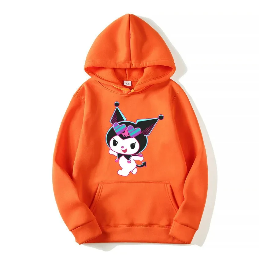 Grunge Odzież Jesień i zima Damska bluza z kapturem Sanrio Hello Kitty Kuromi Urocze ubrania Y2k Oversized Sweter z długim rękawem Płaszcz