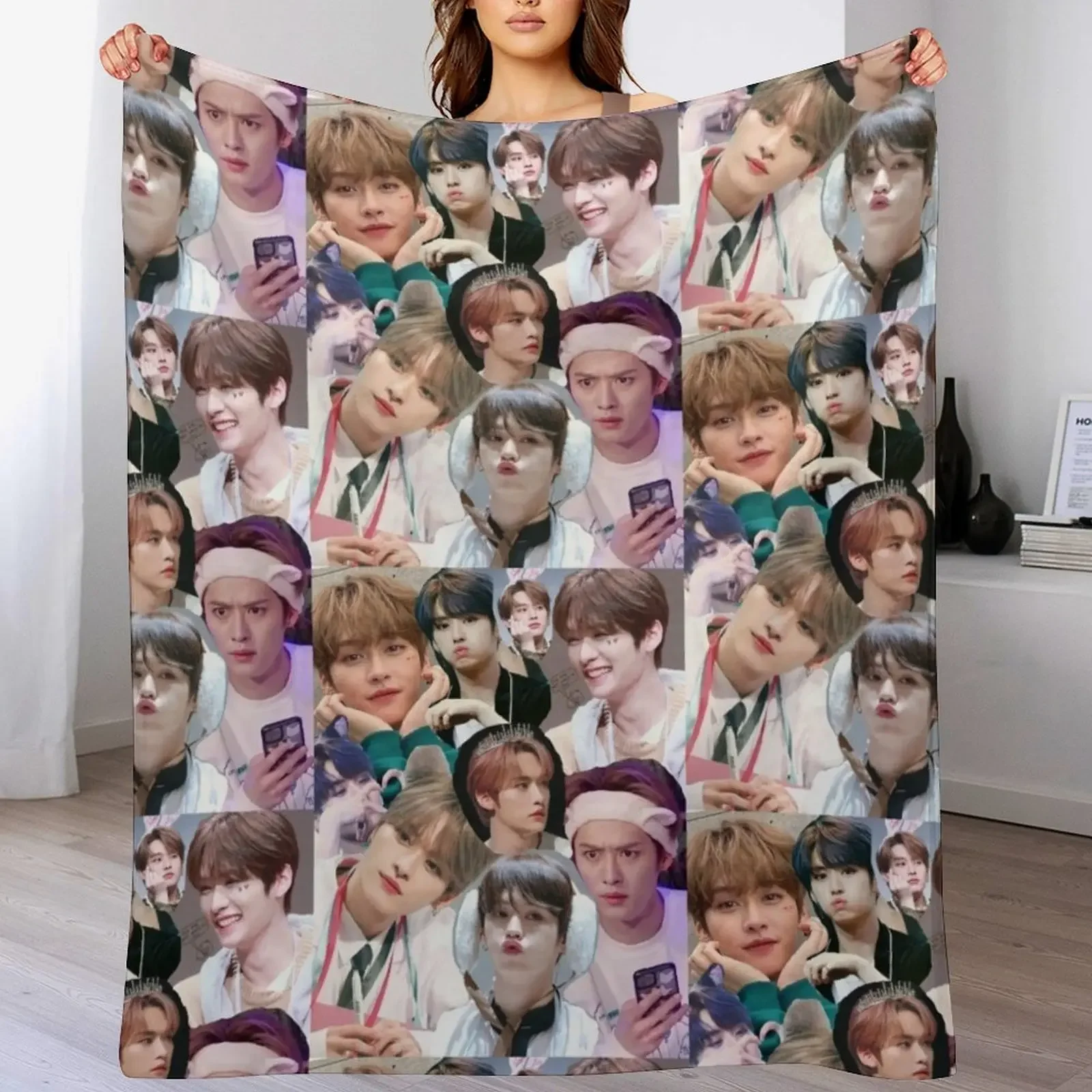 Lee Know Collage Throw Blanket halloween christmas decoration valentine gift ideas Sofa Blankets