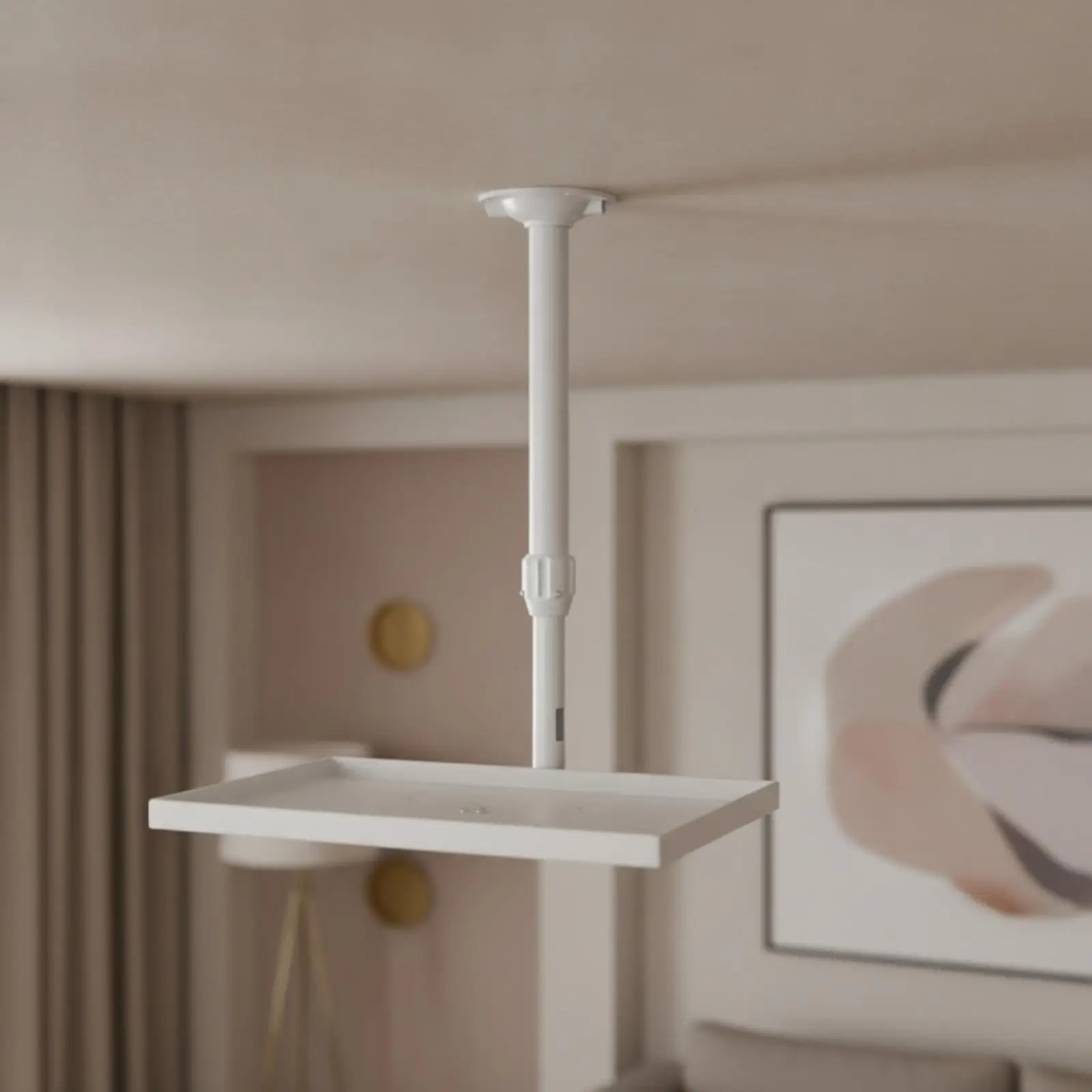 Display Device Ceiling Mount with Tray Adjustable Height Display Device Mount with Tray Telescopic Hardware for Home Theater,