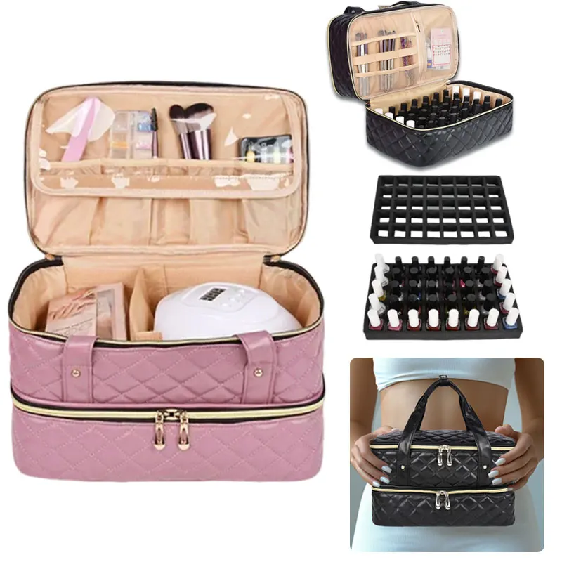 40/30Grids Nail Polish Storage Bag Essential Oil Bag Portable Cosmetic Nail Care Kit Large Handbag Nail Care Tool Storage Box