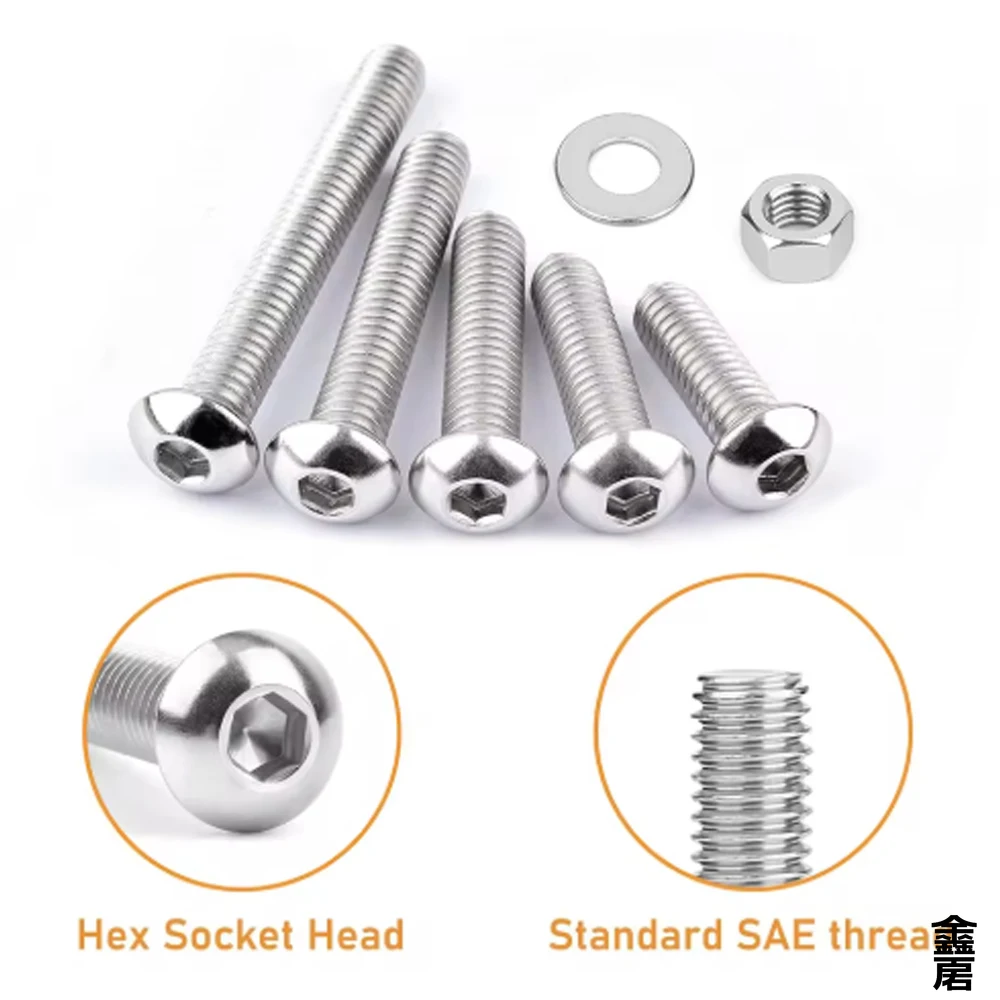 240 قطعة M3 مسامير رأس سداسية ، M3x4/6/8/10/12/14/16 مللي متر زر رئيس الفولاذ المقاوم للصدأ الداخلية مسدس المسمار غسالة الجوز مجموعة #4