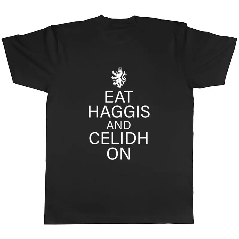 

Scottish Eat Haggis & Celidh On Lion With Crown Mens Unisex T-Shirt Tee