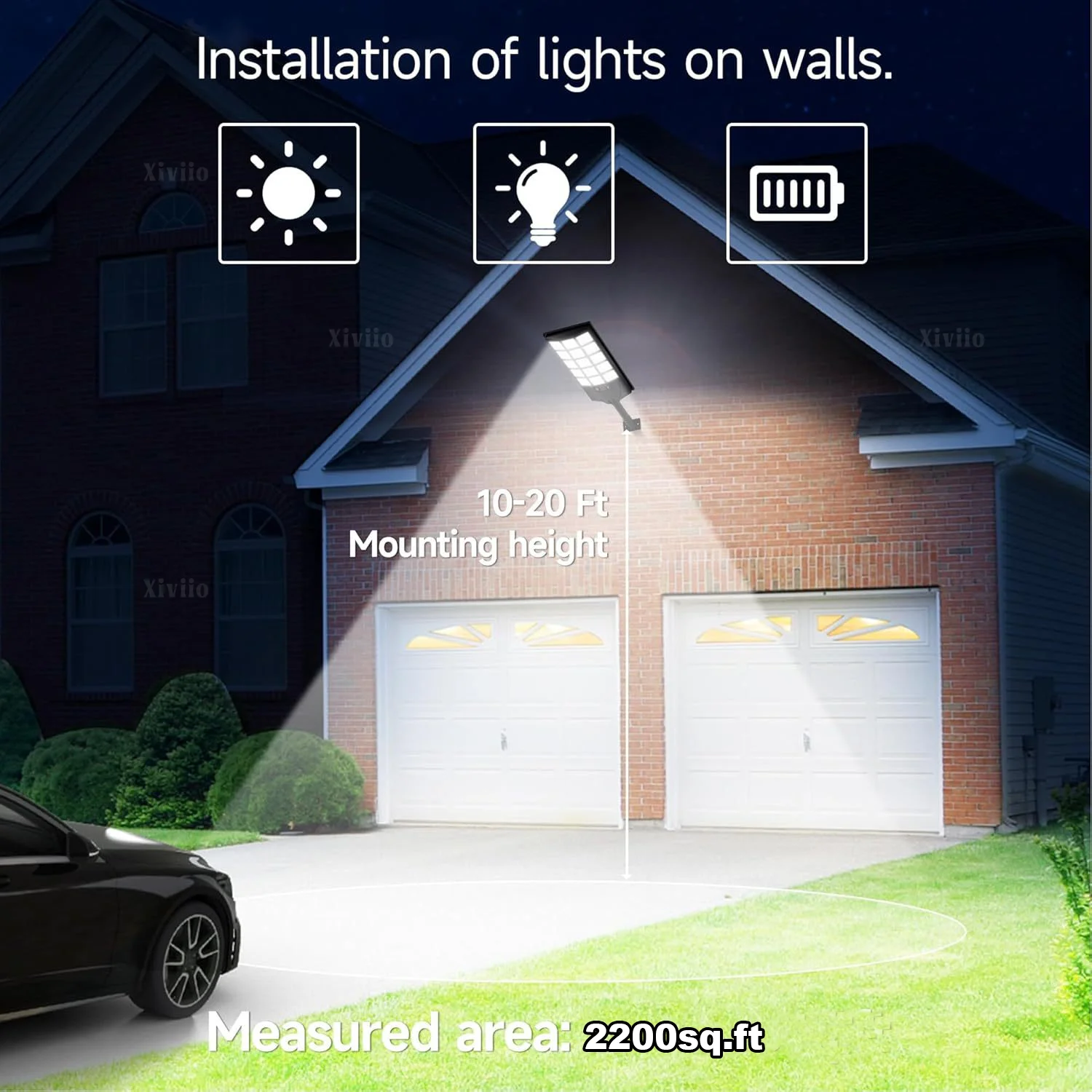 Super Powerful 2000W Solar LED Light Three-Sided Screen Ultra Bright Outdoor Street Lamp Motion Sensor IP6 Waterproof Floodlight