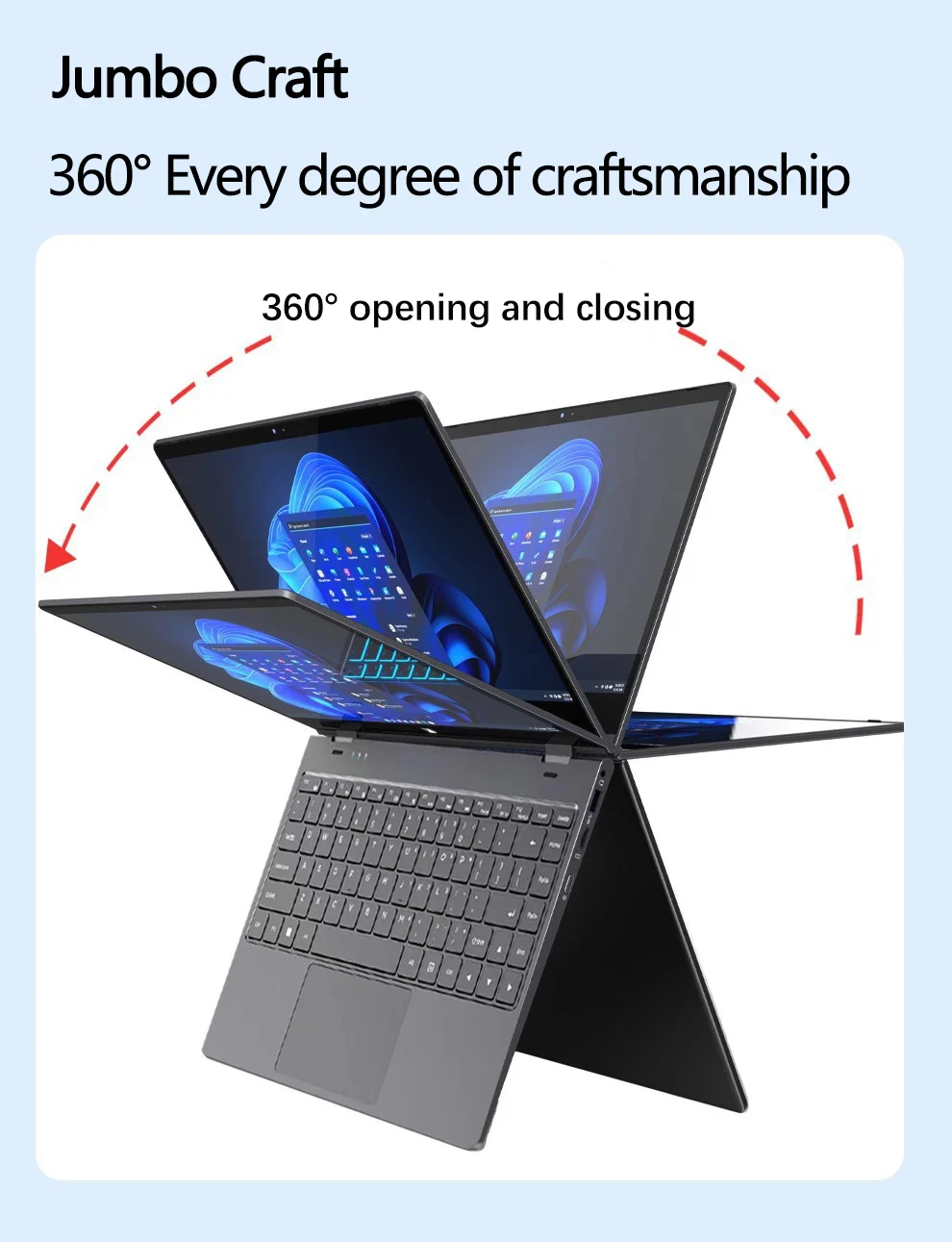 14'' Touch 360° Flip 2-in-1 Laptop FW-Y1 Mini Convertible Tablet Notebook Intel N95 12GB LPDDR5 Portable Student Office Netbook