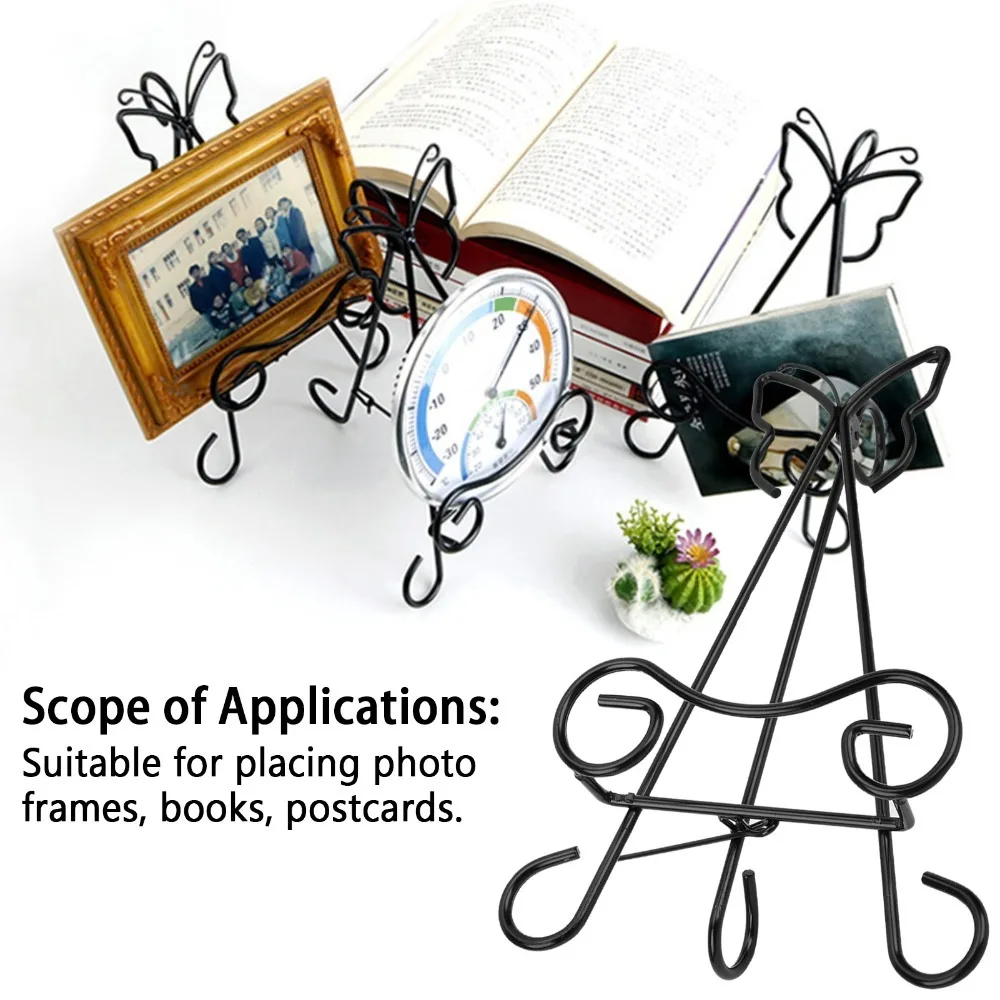 Black Photo Frame Stand Metal Vertical Medal Display Holder Solid Flat Support Certificate Display Rack Award Showcase