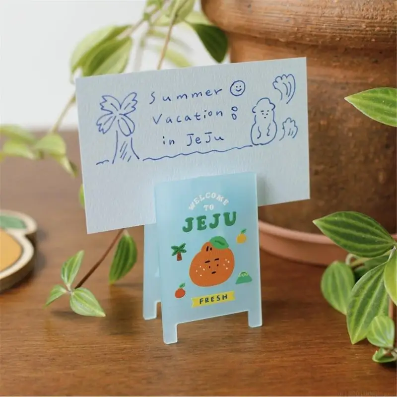 D5BB Dessert Print Acrylic Memo Note Stand for Photo and Card Display, Desk Note Clip Stand for Home, Office, and Study Tables