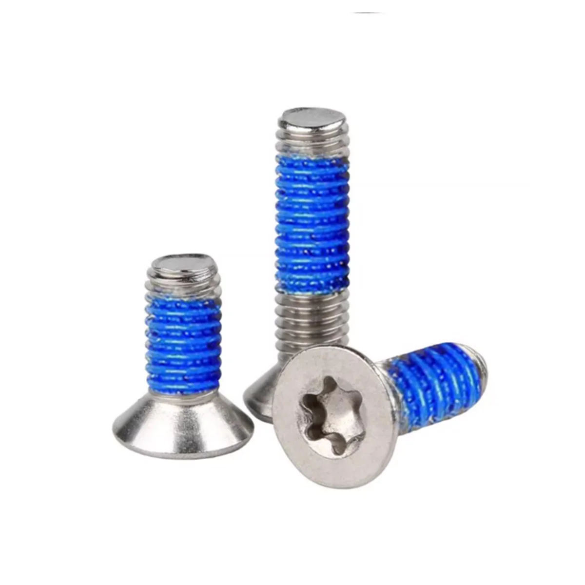 304 Stainless Steel Countersunk Plum Blossom Groove Coated With Blue Glue Anti Loosening And Anti Falling Bolt M2M2.5M3M4-M5