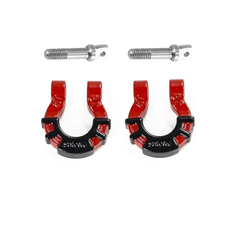 2pcs Metal Bumper D-ring Red Tow Hook Trailer Rescue Hook for 1/8 1/10 RC Crawler Car Trxs Upgrade Parts