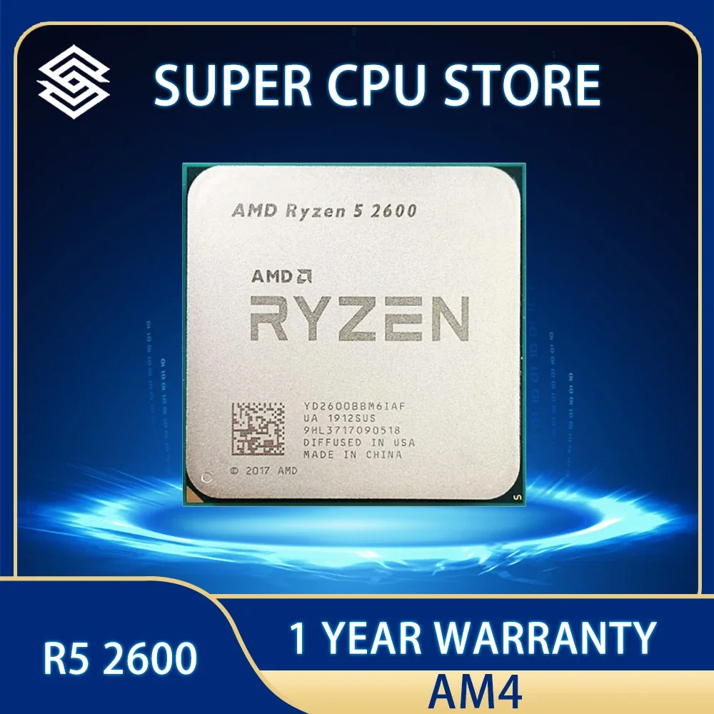 

AMD Ryzen 5 2600 R5 2600 3.4 GHz Six-Core Twelve-Thread 65W CPU Processor YD2600BBM6IAF Socket AM4 4.9 515 Re