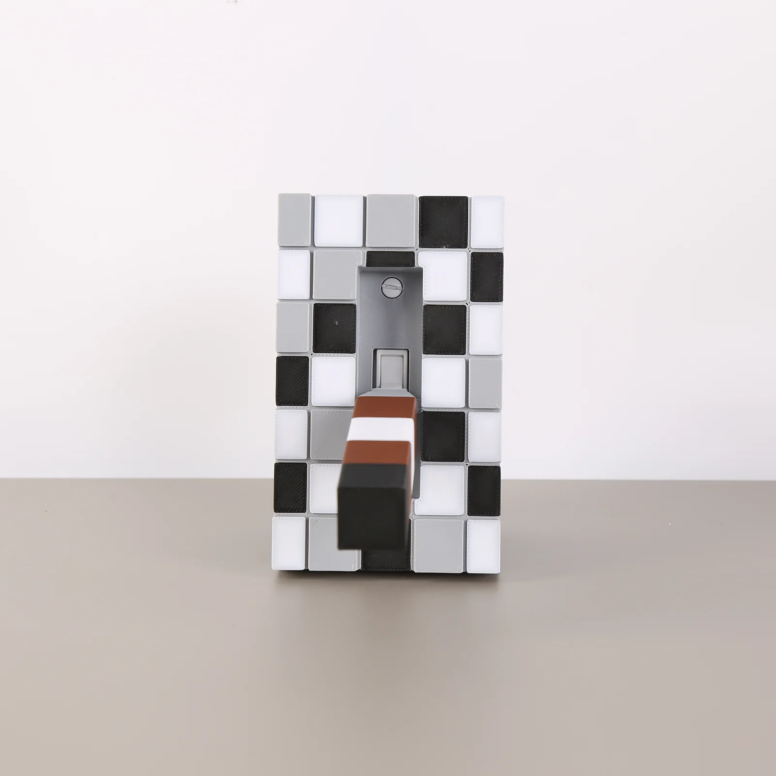 1 Piece Pixel Building Block Switch Cover, Black - white - gray Panel + Colorful Long Lever, Fun DIY Wall Accessory