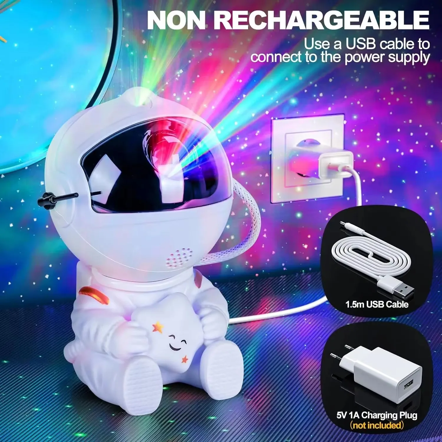 Brasil Astronaut Starry Sky Projector, Galaxy Night Light, Starry Sky Projector, LED Astronaut Light, Quarto e sala de jogos