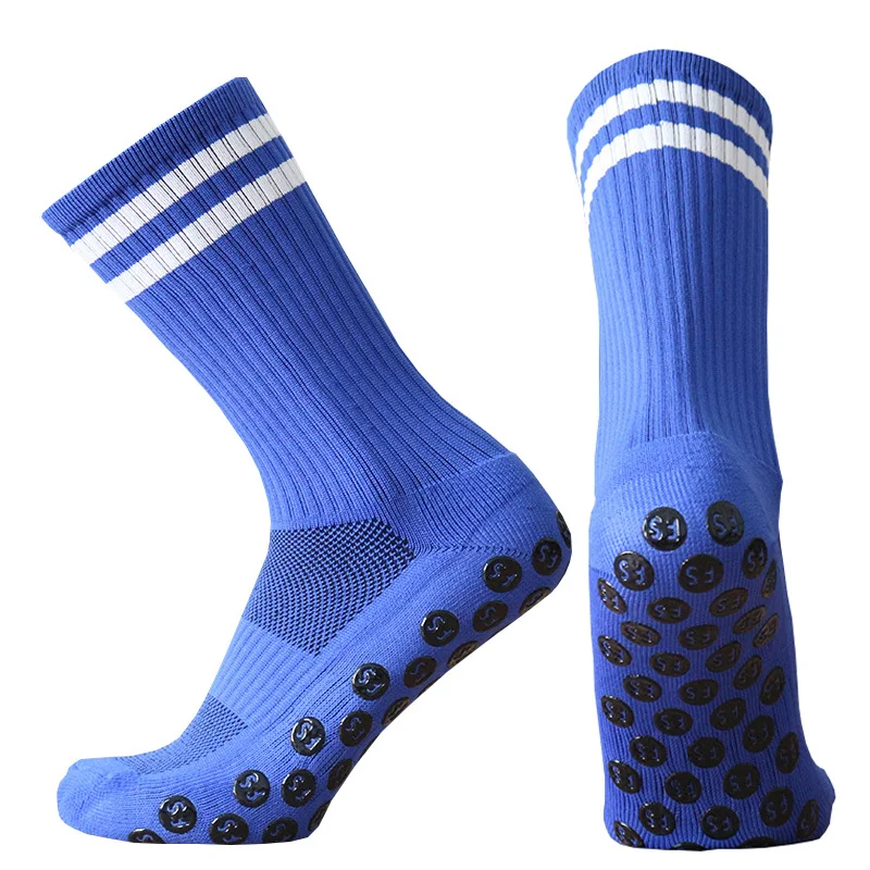 New Round Silicone Stripe Training Match Anti Slip Football Socks Outdoor Sports Men Women Breathable Sweatwicking Soccer Socks