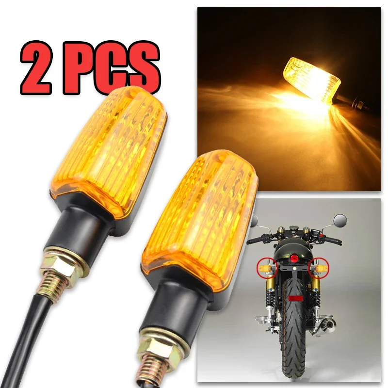 

2PCs Motorcycle Turn Signal Light Yellow LED Universal Mini Motorcycle Light Blinkers Flasher Amber Blinker Moto Accessories