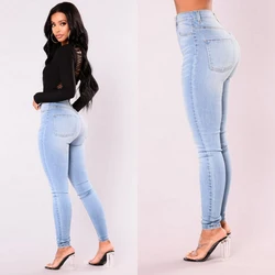 Sexy Jeans Women Denim Skinny Pants High Waist Stretch Lady Jeans Push Up Leggings Slim Pockets Button Pencil Jeans Women Pants