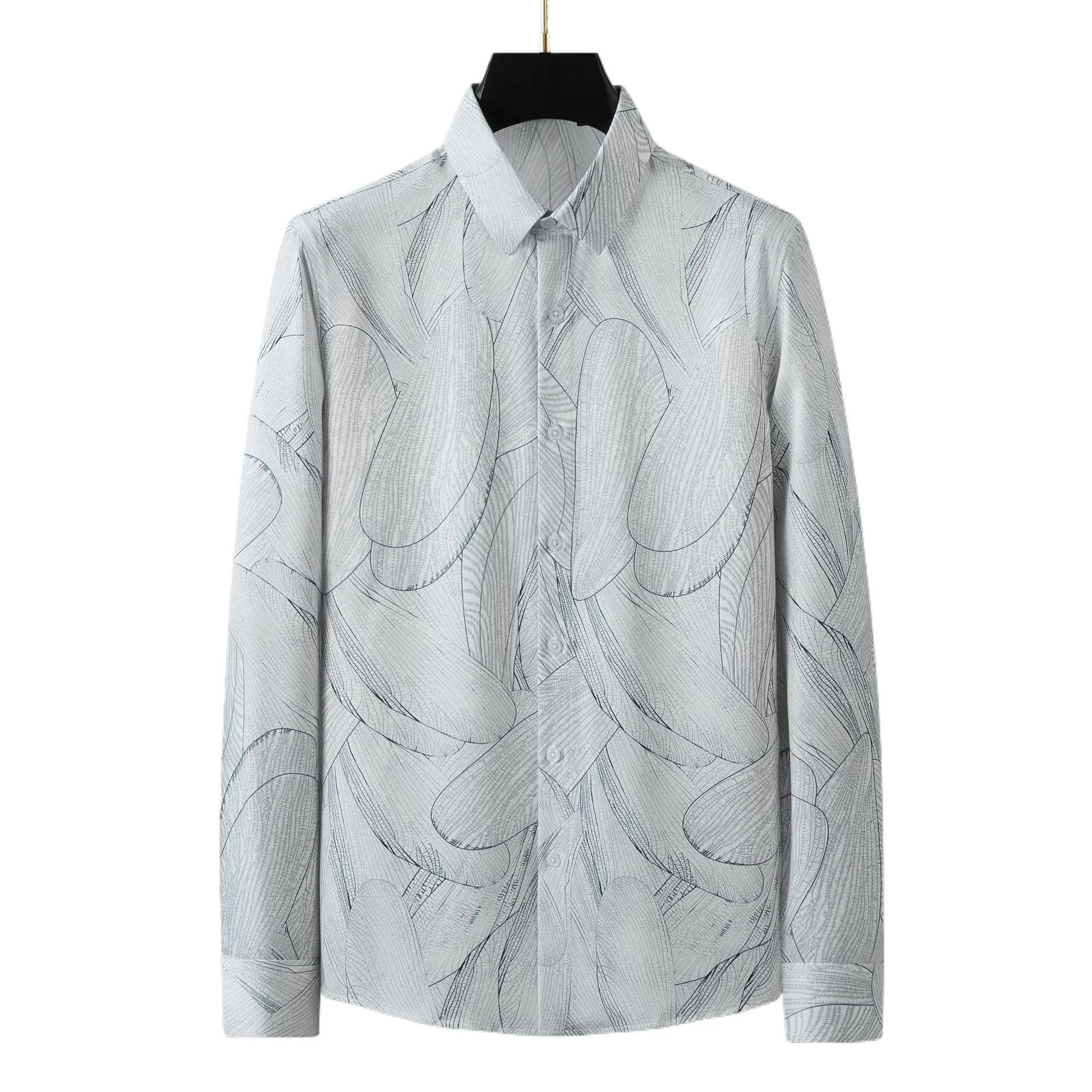 

Luxury Geometric Printed Men's Shirts Long Sleeved Handsome Versatile Shirt Slim Fit Casual Business Social Dress Shirt Top 2026