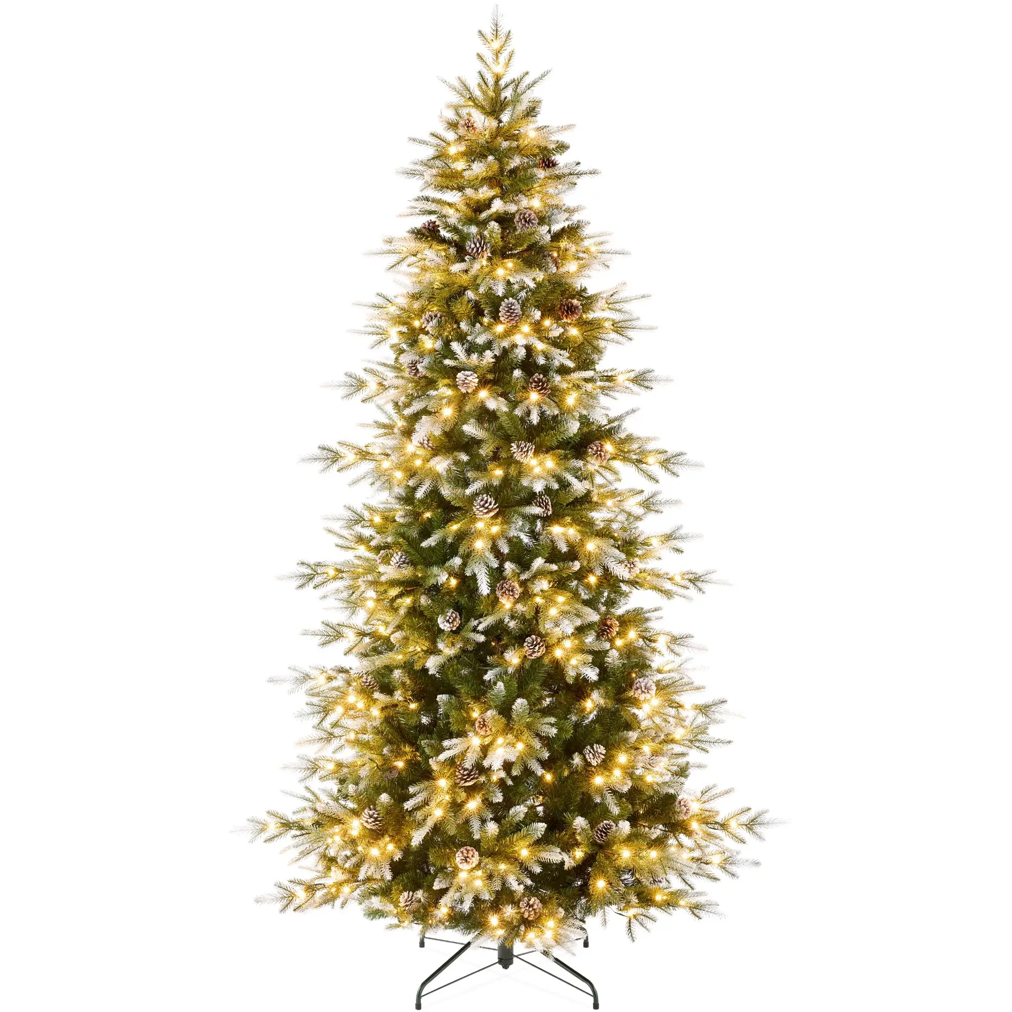 6ft Pre-Lit Artificial Frosted Slim Aspen Christmas Tree, Partially Flocked Holiday Décor w/ 2-in-1 White & Multicolor