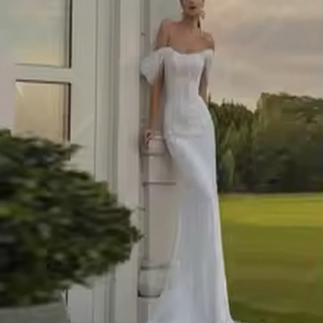 

Customized Sweetheart Collar Glitter Women Wedding Dresses Off The Shoulder Mermaid Bridal Prom Party Gowns