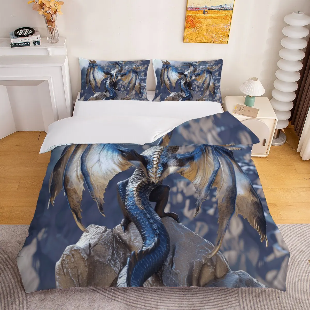 anical   Duvet size  blue and black   1 duvet cover and 2 pillowcases