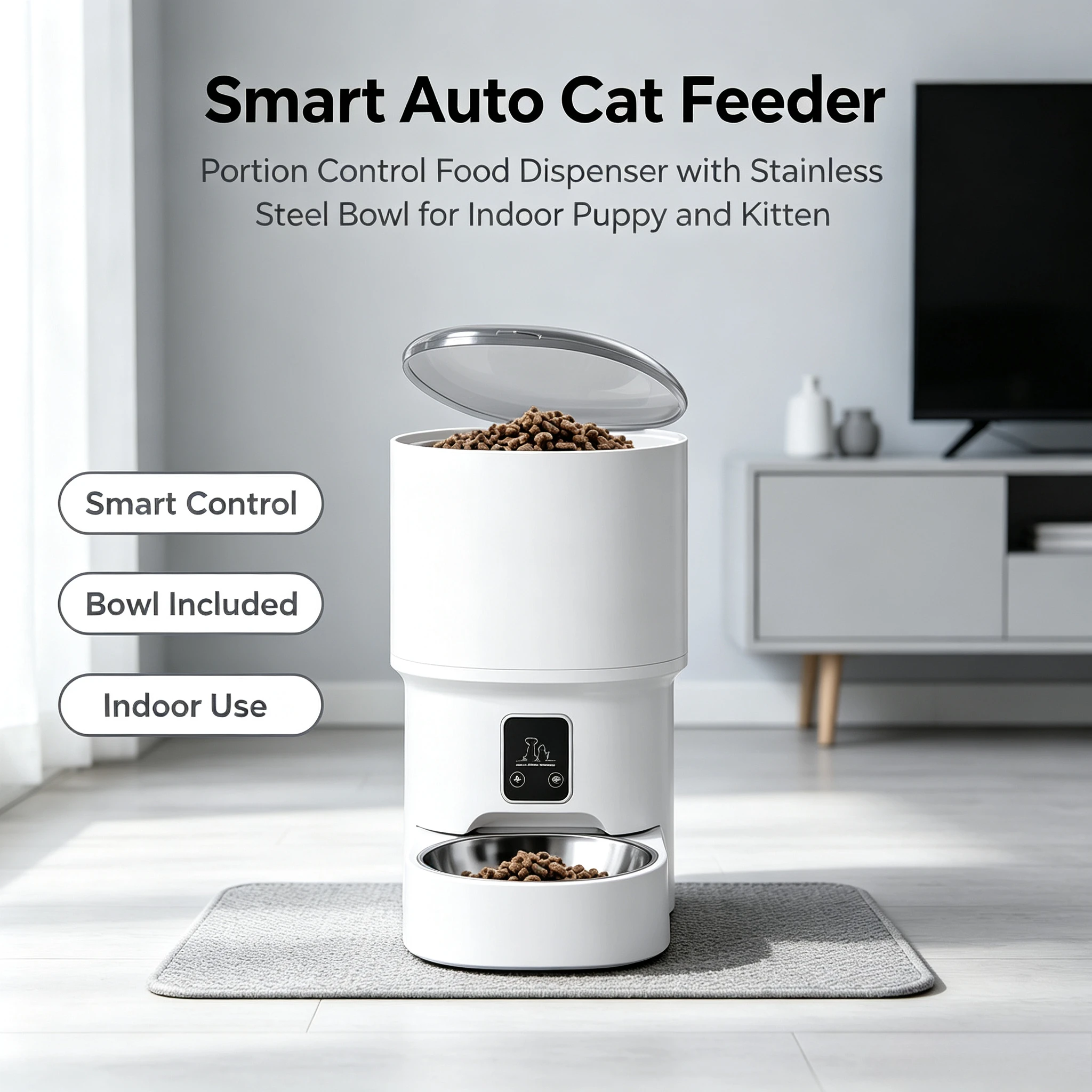 Compact Pet Feeding Station, Transparent Hopper, Timed Meal Dispenser for Small Companion Pets Home Use