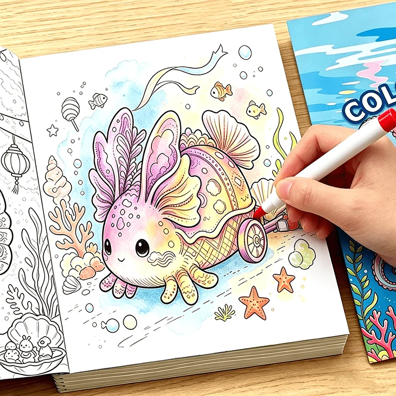 Ocean Coloring Book for Kids, Cute Sea Creature Colouring Pages,Underwater Marine Life Activity Drawing Book,Gift for Boys Girls